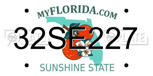 32SE227 Florida License Plate