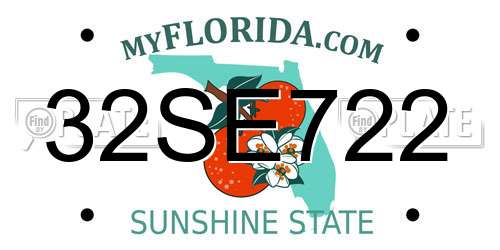 32SE722 Florida License Plate