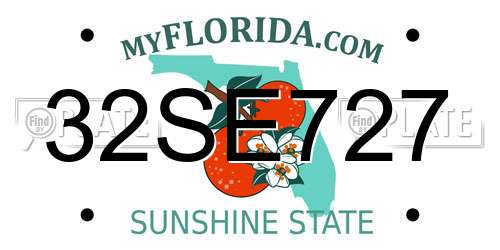 32SE727 Florida License Plate