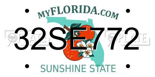 32SE772 Florida License Plate