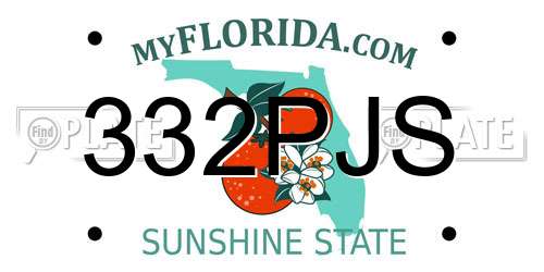 332PJS Florida License Plate