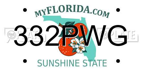 332PWG Florida License Plate