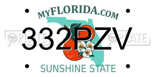 332PZV Florida License Plate