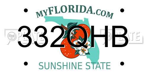 332QHB Florida License Plate