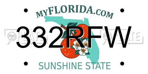 332RFW Florida License Plate