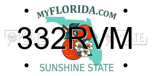 332RVM Florida License Plate