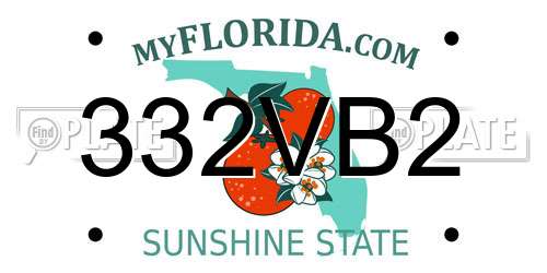 332VB2 Florida License Plate