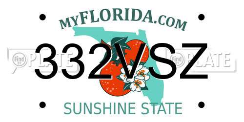 332VSZ Florida License Plate
