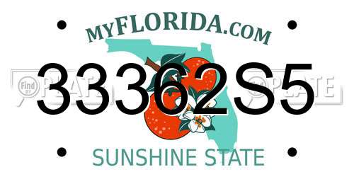 33362S5 Florida License Plate