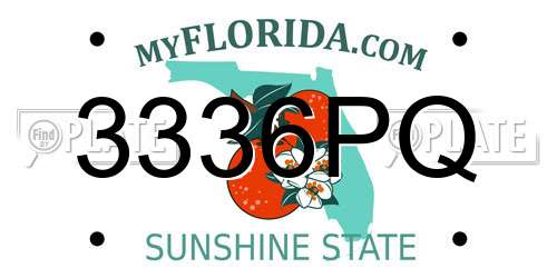 3336PQ Florida License Plate