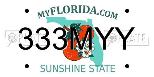 333MYY Florida License Plate