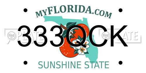 333QCK Florida License Plate