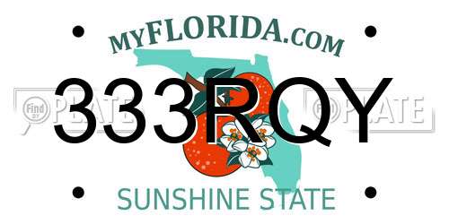 333RQY Florida License Plate