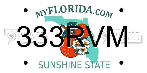333RVM Florida License Plate