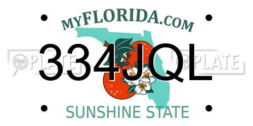 334JQL Florida License Plate