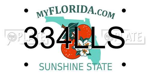 334LLS Florida License Plate