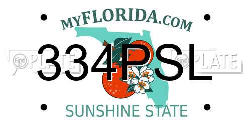 334PSL Florida License Plate