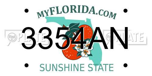3354AN Florida License Plate