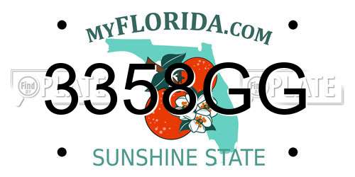 3358GG Florida License Plate