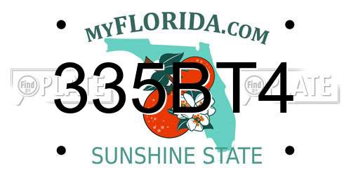 335BT4 Florida License Plate