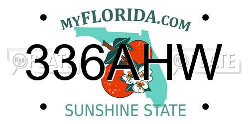 336AHW Florida License Plate