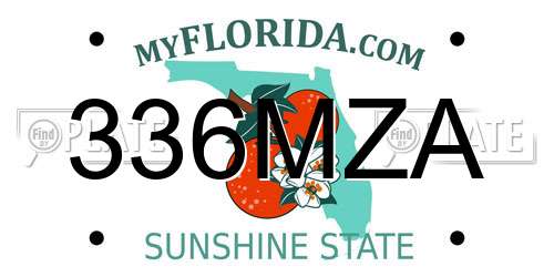 336MZA Florida License Plate