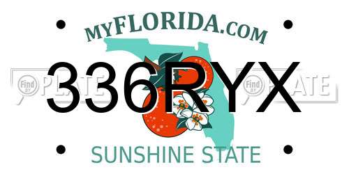336RYX Florida License Plate