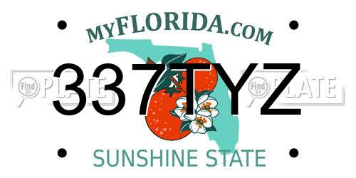 337TYZ Florida License Plate