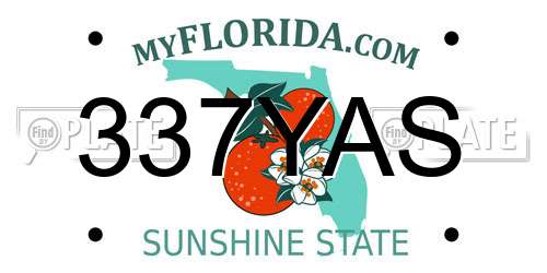 337YAS Florida License Plate