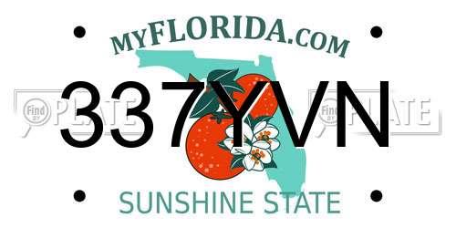 337YVN Florida License Plate