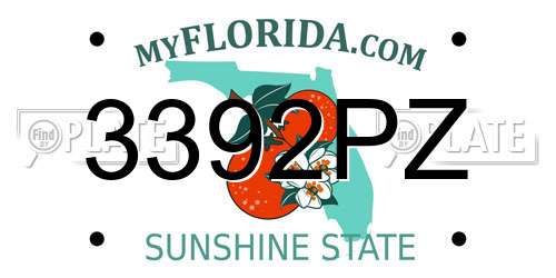 3392PZ Florida License Plate