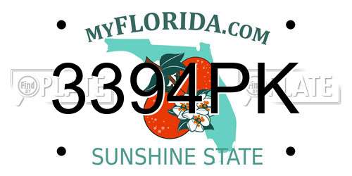 3394PK Florida License Plate