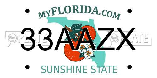 33AAZX Florida License Plate