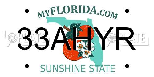 33AHYR Florida License Plate