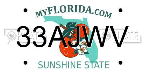 33AJWV Florida License Plate