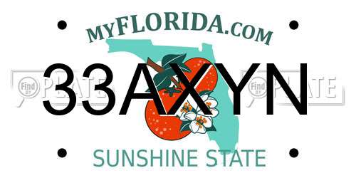 33AXYN Florida License Plate