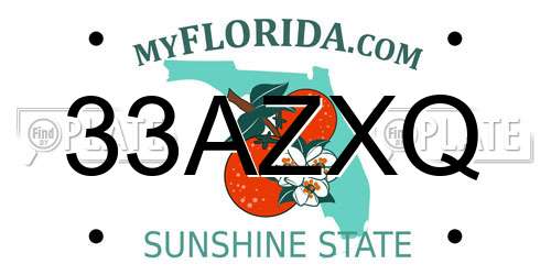 33AZXQ Florida License Plate
