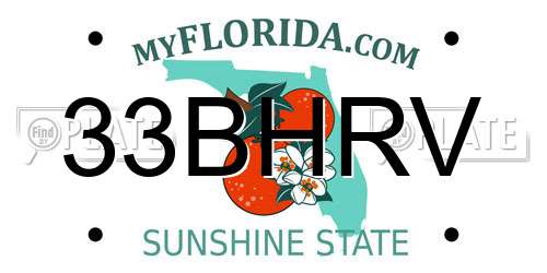 33BHRV Florida License Plate