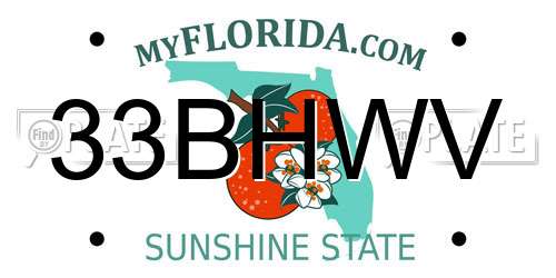 33BHWV Florida License Plate