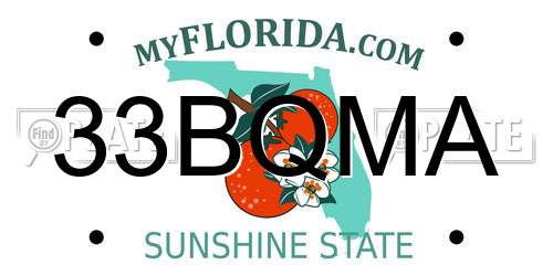 33BQMA Florida License Plate