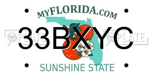 33BXYC Florida License Plate