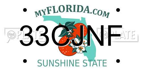 33CJNF Florida License Plate