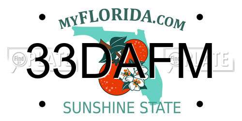 33DAFM Florida License Plate