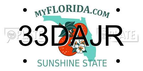 33DAJR Florida License Plate