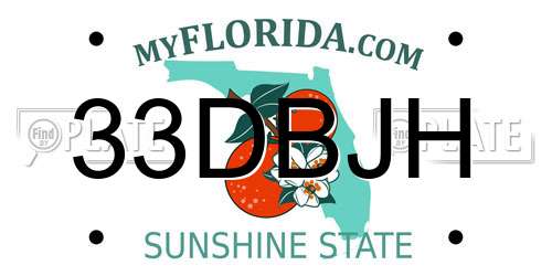 33DBJH Florida License Plate