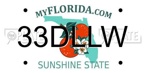 33DLLW Florida License Plate