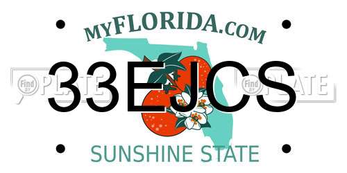33EJCS Florida License Plate