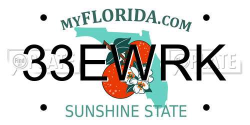33EWRK Florida License Plate