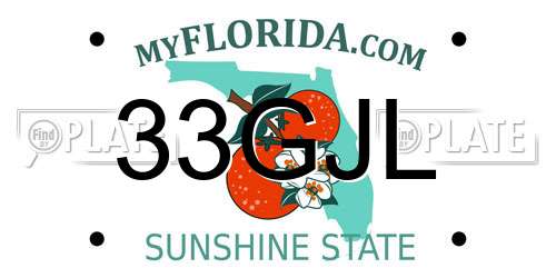 33GJL Florida License Plate
