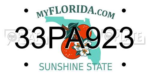 33PA923 Florida License Plate